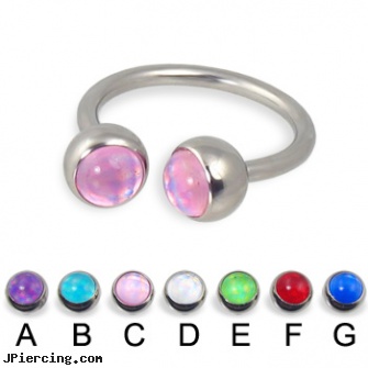 Circular barbell with hologram balls, 14 ga, circular barbell body jewelery, nipple rings non piercing circular slip on, nipple rings circular slip on, gemstone belly button barbells, star eyebrow barbell