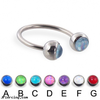 Circular barbell with hologram balls, 16 ga, circular barbell body jewelery, nipple rings non piercing circular slip on, circular barbell, 29mm titanium barbell, gold navel barbells 8mm