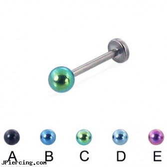 Colored ball titanium labret, 16 ga, ear piercing flesh colored hider jewlery, flesh colored tongue ring, ear piercing flesh colored hider jewlrey, replacement balls for body jewellery, ball percing
