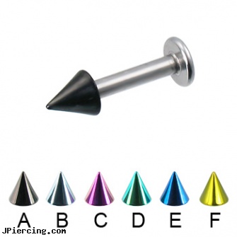 Colored cone labret, 12 ga, colored heavy gauge tongue barbells, colored nipple barbells, flesh colored nose ring, nipple piercing silicone, silicone cock ring with balls