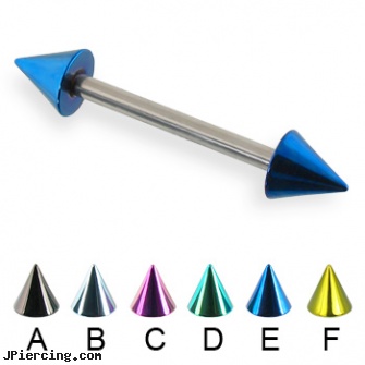 Colored cone straight barbell, 14 ga, ear piercing flesh colored hider jewlery, flesh colored nose ring, ear piercing flesh colored hider jewlrey, silicone cock ring with balls, nipple piercing silicone