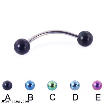 Curved barbell with colored balls, 18 ga, curved penis, uv curved barbell, body jewelry curved nose bones, cheap barbells and tongue rings vibrating, gem nipple barbell