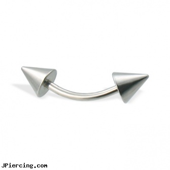 Curved barbell with cones, 16 ga, curved penis, piercings 6mm curved barbell, curved barbell, barbell, gold plated straight barbell eyebrow jewelry