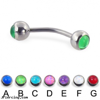 Curved barbell with hologram balls, 16 ga, curved earrings screw balls, 14g curved spike eyebrow ring, uv curved barbell, ear piercing barbells, tongue barbells