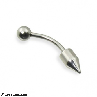 Curved barbell with spike and ball, 16 ga, 14g curved spike eyebrow ring, curved barbell jewelry, curved barbell, inch tongue barbells, clit hood barbells balls