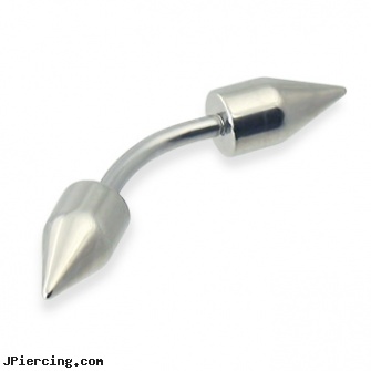 Curved barbell with spikes, 14 ga, curved spike labret jewlery, uv curved barbell, curved barbell, acrylic tongue barbells, clit hood barbells balls
