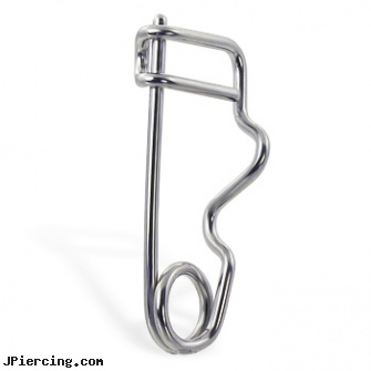 Curved safety pin earring, 14 ga, 14 gauge curved barbell, body jewelry curved nose bones, curved slave barbell, tongue piercing safety, body peircing safety
