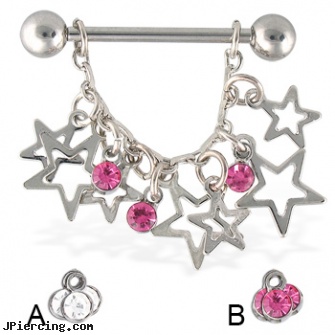 Dangling stars nipple ring, 14 ga, dangling eyebrow jewery, dangling navel jewelry, dangling nipple jewelry stars, pornstars with tongue rings, female pornstars