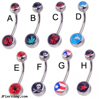 Double logo belly button ring, double navel peircing picture, double industrial ear piercings, double belly ring, logo eyebrow rings, logo navel rings