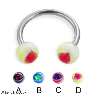 Eye ball circular barbell, 14 ga, silicone cock ring with balls, beach ball barbell and eyebrow piercing, belly button ring balls, nipple rings non piercing circular slip on, body jewelry guage circular