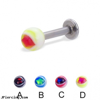 Eye ball labret, 12 ga, balls piercing, blinking koosh ball belly ring, small balled labret, labret info, halloween labret studs