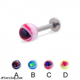 Eye ball labret, 14 ga, navel ring balls replacement, cock ring effective placement balls, cock ring placement balls penis, morbid metal labrets, labret piercing