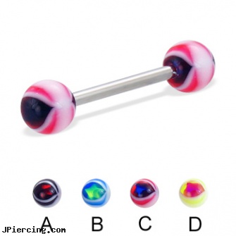 Eye ball straight barbell, 14 ga, ball, ball rings, cock and ball piercing, straight pin nose rings, straight onyx plugs