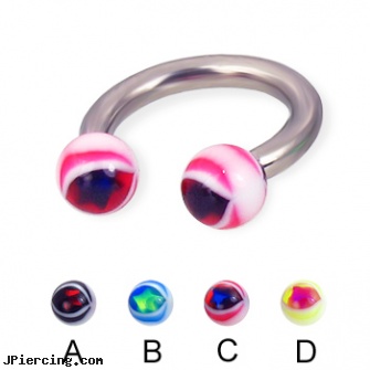 Eye ball titanium circular barbell, 10 ga, tongue ring balls, labret replacement balls, ball percing, titanium navel belly rings, titanium belly rings