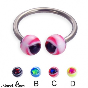 Eye ball titanium circular barbell, 14 ga, cock and ball piercing, replacement ball for eyebrow ring, flashing labret ball, cheerleader belly rings titanium or sterling silver, titanium navel ring