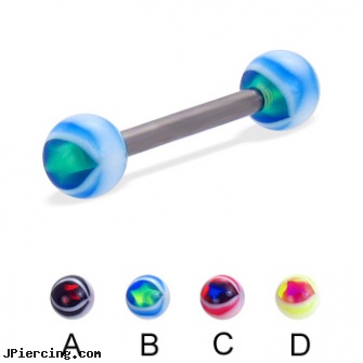 Eye ball titanium straight barbell, 12 ga, captive ball, belly button ring balls, navel ring balls replacement, titanium belly rings, titanium navel belly rings