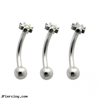 Eyebrow Ring with Pot Leaf, 16ga, eyebrow barbell, unique eyebrow rings, anit eyebrow piercing, playboy bunny belly button rings, are tongue rings bad for your health