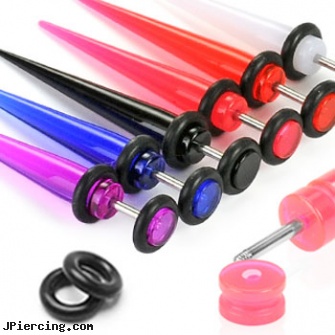 Fake UV acrylic taper, fake body jewlry, fake nipple rings, fake belly button rings, acrylic tapers, body jewelry acrylic