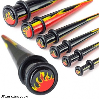 Flame print acrylic taper, body jewelry acrylic, gauge acrylic body jewelry, acrylic tongue rings barbells, gauge taper, 10 gauge acrylic tapers