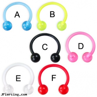 Flexible acrylic circular barbell, 14 ga, flexible tongue rings, flexible belly rings, flexible tongue rings barbells, 10 gauge acrylic tapers, acrylic nose studs