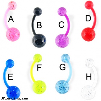 Flexible glitter belly ring, great for pregnant bellies!, flexible tongue rings, flexible body jewelry, flexible tongue rings barbells, glitter bitch, animal rights belly jewelry