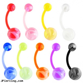 Flexible marble belly button ring, useful during pregnancy!, flexible body jewelry, flexible tongue rings barbells, flexible tongue rings, snoopy belly ring, belly button rings navel jewelry