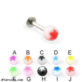 Flower ball labret, 14 ga, flower belly ring, flower fishtail labret, flower nipple shields, tongue ring balls, cock and ball piercing