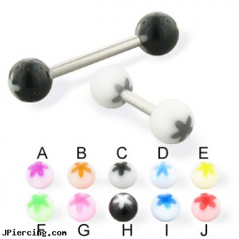 Flower ball straight barbell, 14 ga, flower nipple shields, flower shaped labret jewerly, flower pics, cock ring placement balls penis, cock and ball piercing