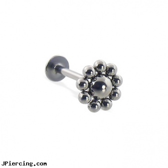 Flower labret, 16 ga, flower pics, flower shaped labret jewerly, flower fishtail labret, labret piercing, disturbed labret spike