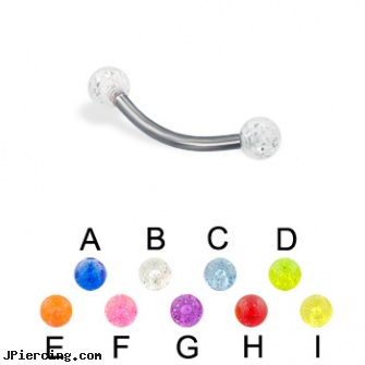 Glitter ball titanium eyebrow ring, 16 ga, glitter bitch, adult cock and ball rings, 14k ball closure ring, navel rings football, titanium navel piercing