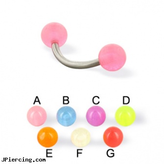 Glow-in-the-dark ball curved barbell, 14 ga, glow stick tongue rings, glow in the dark nose rings, glow in the dark belly button ring, large dark nipple, piercing the darkness pictures