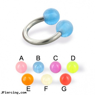 Glow-In-The-Dark Ball Horseshoe Ring, 14 Ga, glow in the dark belly button ring, glow in the dark nose rings, glow in the dark tongue ring, diagnosis dark ring nipple aureola, large dark nipple