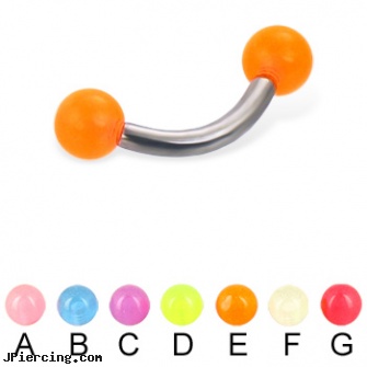 Glow-in-the-dark ball titanium curved barbell, 12 ga, glow in the dark nose rings, glow in the dark belly button ring, glow stick tongue rings, dark ring nipple aureola, cock rings ball splitters