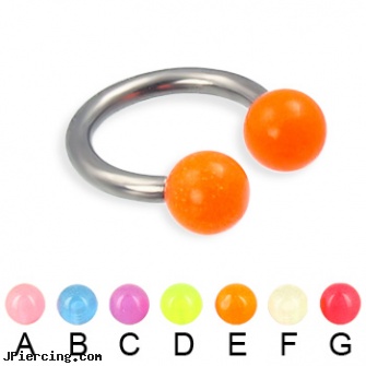 Glow-in-the-dark ball titanium horseshoe ring, 12 ga, glow in the dark belly button ring, glow in the dark nose rings, glow in the dark belly button rings, diagnosis dark ring nipple aureola, large dark nipple