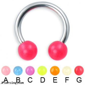 Glow-in-the-dark circular barbell, 12 ga, glow in the dark nose rings, glow in the dark tongue ring, glow in the dark belly button ring, large dark nipple, diagnosis dark ring nipple aureola