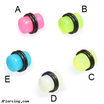 Glow-in-the-dark plug, 0 ga, glow in the dark tongue ring, glow in the dark belly button ring, glow in the dark nose rings, diagnosis dark ring nipple aureola, 10 gauge plug earring