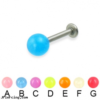 Glow-in-the-dark titanium labret, 14 ga, glow in the dark belly button ring, glow in the dark nose rings, glow in the dark tongue ring, solid titanium body jewelry, titanium nipple jewelry