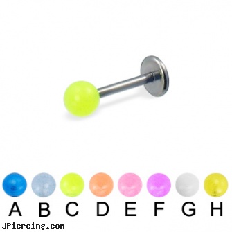 Glow-in-the-dark titanium labret, 16 ga, glow in the dark belly button ring, glow stick tongue rings, glow in the dark tongue ring, dark ring nipple aureola, diagnosis dark ring nipple aureola