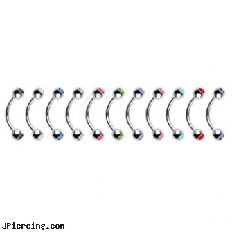 Grade 23 Solid titanium curved barbell with jeweled balls, 16 ga, solid gold navel jewelry, solid gold plugs gauge, solid gold belly button ring, titanium navel rings, titanium body jewelery