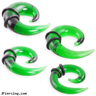 Green glass transparent spiral taper, nose rings with glasses, pyrex glass body jewelry, glass body jewelry, spiral barbell, body and jewelry and spiral