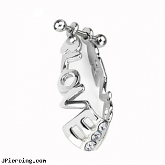 Helix shield love cuff, 16 ga, self helix piercing, ear helix, helix barbell, shield, nipple shields custom jewelry