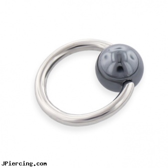 Hematite Ball Captive Bead Ring, 14 Ga, hematite tongue ring, tongue ring balls, adult cock and ball rings, black onyx ball stud, captive ring