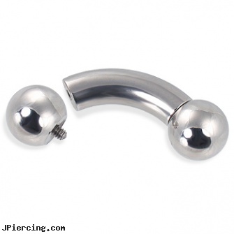 Internally threaded curved barbell, 2 gauge, internally threaded straight barbells, belly ring titanium internally threaded, internally threaded body piercing jewelry, threaded rods for tongue rings, body jewelry curved nose bones