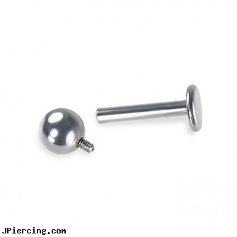 Internally threaded labret, 14 ga, internally threaded body jewelry, belly ring titanium internally threaded, internally threaded straight barbells, threaded ring nipple, labret retainers