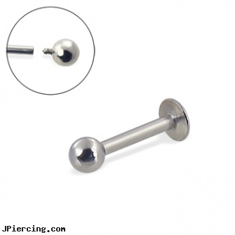 Internally threaded titanium labret, 14 ga, internally threaded body jewelry, internally threaded straight barbells, internally threaded body piercing jewelry, threaded rods for tongue rings, titanium tongue rings