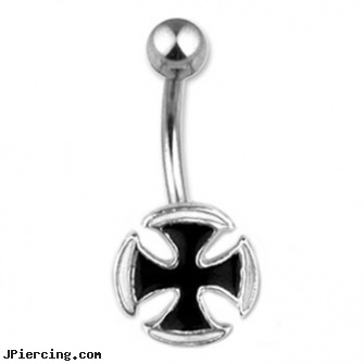 Iron cross belly ring, the iron groove piercing shop, iron cross labret, ironwood piercing studios, cross industrial ear piercings, cross belly button rings