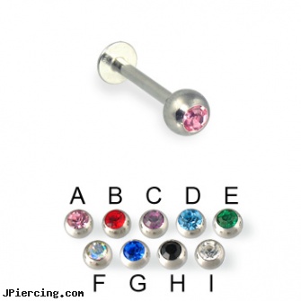 Jeweled ball labret, 16 ga, 18g jeweled labrets, jeweled belly rings, jeweled labrets, belly ring balls, blinking koosh ball belly ring