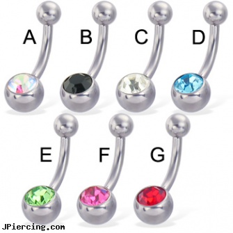 Jeweled belly button ring, 12 ga, jeweled belly rings, gold jeweled labret ring, jeweled navel slave rings, belly button rings, belly button piercing procedure