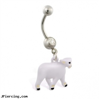 Jeweled belly ring with dangling sheep, gold jeweled labret ring, jeweled labrets, jeweled belly rings, horseshoe belly button ring, tampa bay bucs belly ring