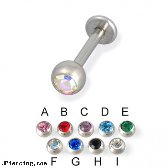Jeweled labret, 14 ga, jeweled belly rings, jeweled labrets, 18g jeweled labrets, tony virgins piercings labret, labret piercings